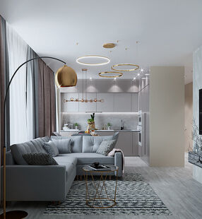 Фото № 1: Дизайн-проект трехкомнатной квартиры 65.19  м² стиль Модернизм для ЖК в г. Мурманск