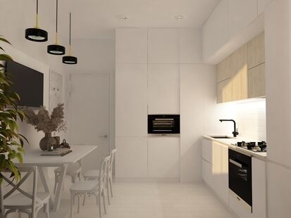 Фото № 3: Дизайн-проект двухкомнатной квартиры 56.48  м² Стиль Контемпорари для ЖК Талисман на Дмитровском