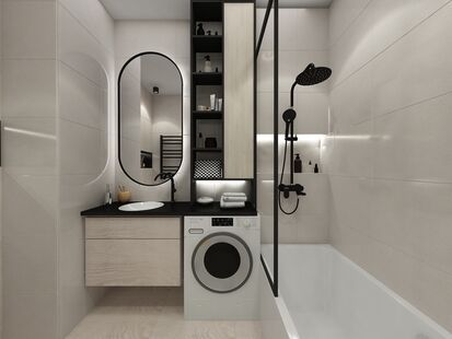 Фото № 4: Дизайн-проект двухкомнатной квартиры 56.48  м² Стиль Контемпорари для ЖК Талисман на Дмитровском