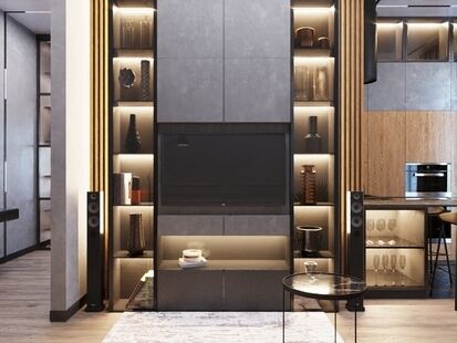 Фото № 3: Дизайн-проект двухкомнатной квартиры 48.38  м² стиль Модернизм для ЖК Комсомольский