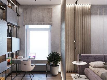 Фото № 4: Дизайн-проект двухкомнатной квартиры 48.38  м² стиль Модернизм для ЖК Комсомольский