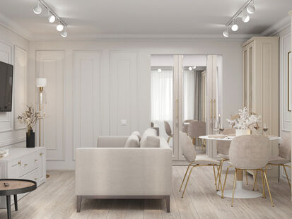 Фото № 3: Дизайн-проект трехкомнатной квартиры 64.22  м² Стиль Современная классика для ЖК Московский