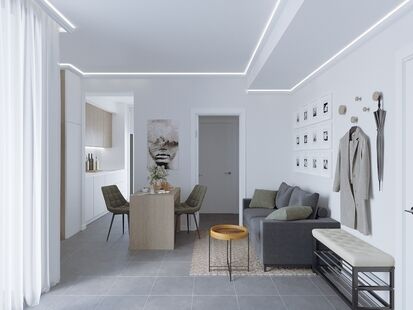 Фото № 1: Дизайн-проект двухкомнатной квартиры 44.81  м² Стиль Контемпорари для ЖК Cascina Merlata в г. Милан