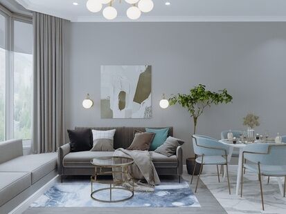 Фото № 1: Дизайн-проект двухкомнатной квартиры 49.13  м² стиль Модернизм для ЖК Резиденция Горки-10