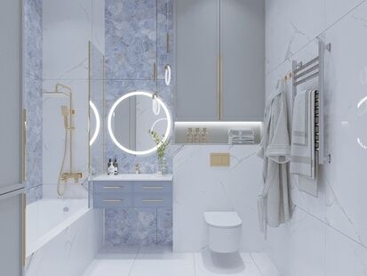 Фото № 5: Дизайн-проект двухкомнатной квартиры 49.13  м² стиль Модернизм для ЖК Резиденция Горки-10