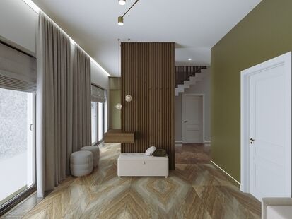 Фото № 4: Дизайн-проект дома/коттеджа 92.2  м² Стиль Эклектика для этажа частного дома в кп новые земли