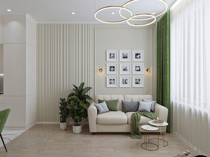 Фото № 1: Дизайн-проект двухкомнатной квартиры 40.01  м² стиль Модернизм для ЖК Тренд