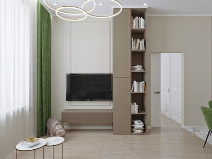 Фото № 2: Дизайн-проект двухкомнатной квартиры 40.01  м² стиль Модернизм для ЖК Тренд