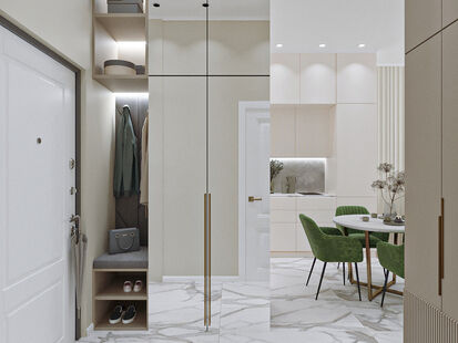 Фото № 4: Дизайн-проект двухкомнатной квартиры 40.01  м² стиль Модернизм для ЖК Тренд