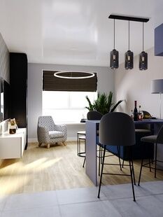 Фото № 5: Дизайн-проект трехкомнатной квартиры 59.8  м² стиль Модернизм для ЖК Шереметьевский