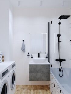 Фото № 4: Дизайн-проект трехкомнатной квартиры 59.8  м² стиль Модернизм для ЖК Шереметьевский