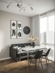 Фото № 5: Дизайн-проект однокомнатной квартиры 37.7  м² стиль Модернизм для ЖК Сириус