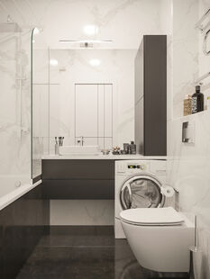 Фото № 2: Дизайн-проект однокомнатной квартиры 37.7  м² стиль Модернизм для ЖК Сириус