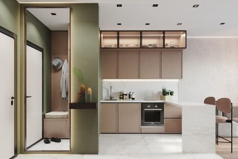 Фото № 4: Дизайн-проект двухкомнатной квартиры 32.13  м² Стиль Минимализм для ЖК Селигер Сити