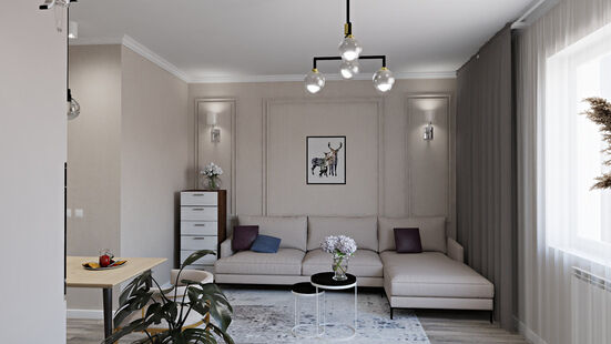 Фото № 4: Дизайн-проект двухкомнатной квартиры 72.0  м² стиль Модернизм для ЖК Томилино Парк