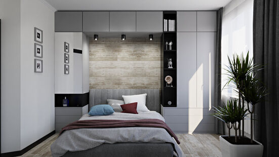 Фото № 1: Дизайн-проект однокомнатной квартиры 31.03  м² Современный стиль для ЖК Инновация