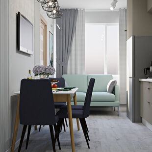 Фото № 2: Дизайн-проект трехкомнатной квартиры 62.84  м² Скандинавский стиль для ЖК Пироговская Ривьера