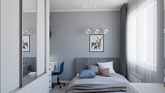 Фото № 6: Дизайн-проект трехкомнатной квартиры 62.84  м² Скандинавский стиль для ЖК Пироговская Ривьера