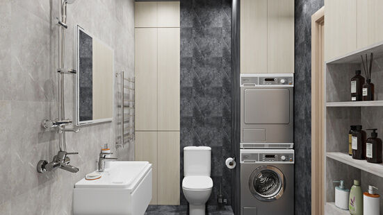 Фото № 5: Дизайн-проект трехкомнатной квартиры 62.84  м² Скандинавский стиль для ЖК Пироговская Ривьера