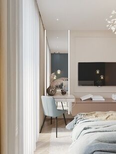 Фото № 4: Дизайн-проект трехкомнатной квартиры 69.15  м² стиль Модернизм для ЖК Октябрьское поле