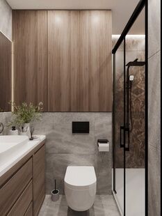 Фото № 6: Дизайн-проект трехкомнатной квартиры 69.15  м² стиль Модернизм для ЖК Октябрьское поле