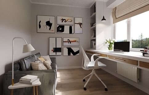 Фото № 1: Дизайн-проект однокомнатной квартиры 32.02  м² Современный стиль для ЖК Московский