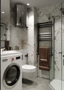 Фото № 6: Дизайн-проект однокомнатной квартиры 32.02  м² Современный стиль для ЖК Московский