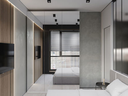 Фото № 5: Дизайн-проект однокомнатной квартиры 33.54  м² Современный стиль для ЖК Wellton Towers