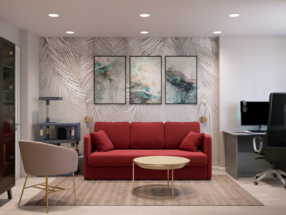 Фото № 6: Дизайн-проект двухкомнатной квартиры 59.3  м² Стиль Эклектика для ЖК Московский