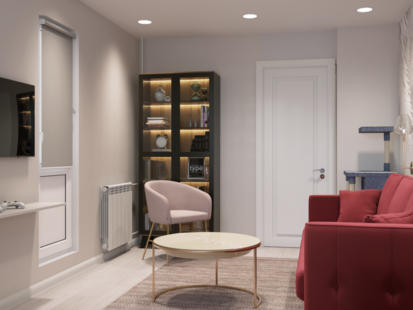 Фото № 3: Дизайн-проект двухкомнатной квартиры 59.3  м² Стиль Эклектика для ЖК Московский