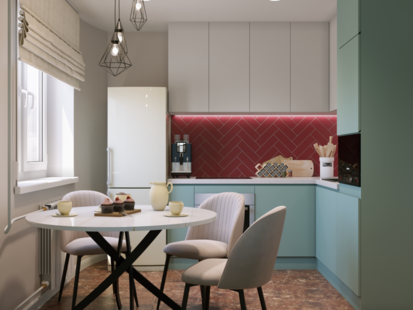 Фото № 5: Дизайн-проект двухкомнатной квартиры 59.3  м² Стиль Эклектика для ЖК Московский