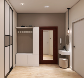 Фото № 6: Дизайн-проект двухкомнатной квартиры 50.5  м² Стиль Минимализм для ЖК Опалиха