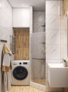 Фото № 3: Дизайн-проект двухкомнатной квартиры 50.5  м² Стиль Минимализм для ЖК Опалиха