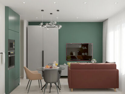 Фото № 5: Дизайн-проект трехкомнатной квартиры 57.35  м² стиль Модернизм для ЖК Переделкино Ближнее