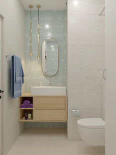 Фото № 6: Дизайн-проект трехкомнатной квартиры 57.35  м² стиль Модернизм для ЖК Переделкино Ближнее