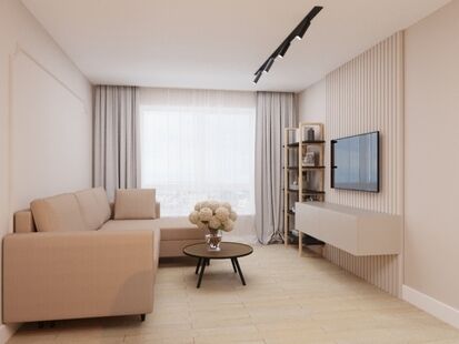 Фото № 6: Дизайн-проект четырехкомнатной квартиры 79.12  м² Стиль Контемпорари для ЖК Ильменский 17