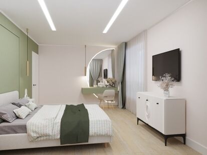 Фото № 2: Дизайн-проект четырехкомнатной квартиры 79.12  м² Стиль Контемпорари для ЖК Ильменский 17