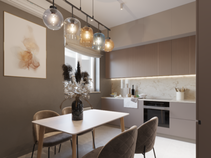 Фото № 5: Дизайн-проект двухкомнатной квартиры 38.97  м² Современный стиль для ЖК Датский квартал