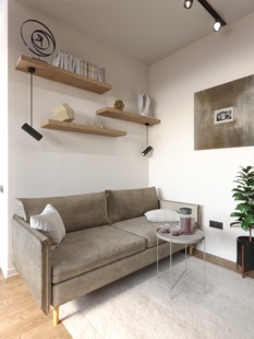 Фото № 4: Дизайн-проект двухкомнатной квартиры 38.97  м² Современный стиль для ЖК Датский квартал