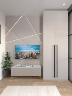 Фото № 2: Дизайн-проект двухкомнатной квартиры 38.97  м² Современный стиль для ЖК Датский квартал