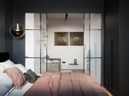 Фото № 6: Дизайн-проект двухкомнатной квартиры 38.97  м² Современный стиль для ЖК Датский квартал