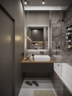 Фото № 3: Дизайн-проект двухкомнатной квартиры 38.97  м² Современный стиль для ЖК Датский квартал