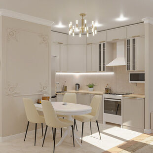 Фото № 5: Дизайн-проект двухкомнатной квартиры 43.14  м² Стиль Современная классика для ЖК ПИК