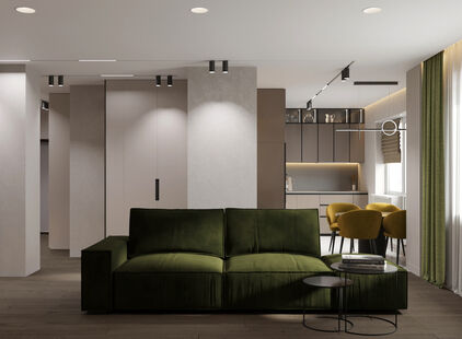 Фото № 2: Дизайн-проект двухкомнатной квартиры 74.85  м² Современный стиль для ЖК Юбилейный