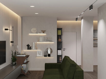 Фото № 3: Дизайн-проект двухкомнатной квартиры 74.85  м² Современный стиль для ЖК Юбилейный