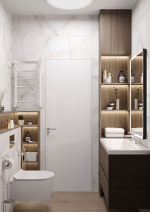 Фото № 4: Дизайн-проект однокомнатной квартиры 32.64  м² Современный стиль для ЖК Новая Рига