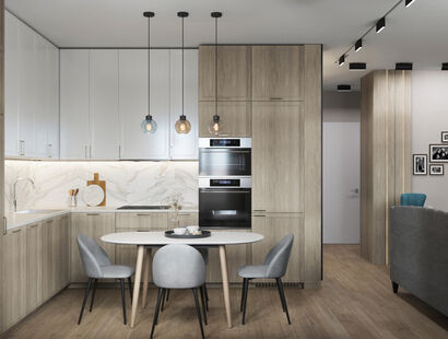 Фото № 1: Дизайн-проект трехкомнатной квартиры 65.6  м² стиль Модернизм для ЖК Бригантина