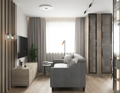 Фото № 4: Дизайн-проект трехкомнатной квартиры 65.6  м² стиль Модернизм для ЖК Бригантина