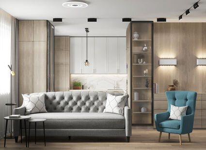 Фото № 3: Дизайн-проект трехкомнатной квартиры 65.6  м² стиль Модернизм для ЖК Бригантина