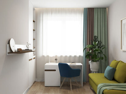 Фото № 6: Дизайн-проект трехкомнатной квартиры 65.6  м² стиль Модернизм для ЖК Бригантина